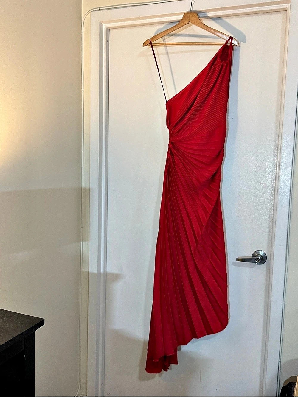 Mango Claudia Pleated Asymmetrical Dress Maxi Dress Red Medium